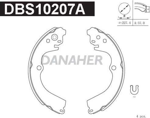 Danaher DBS10207A - Bremžu loku komplekts autodraugiem.lv