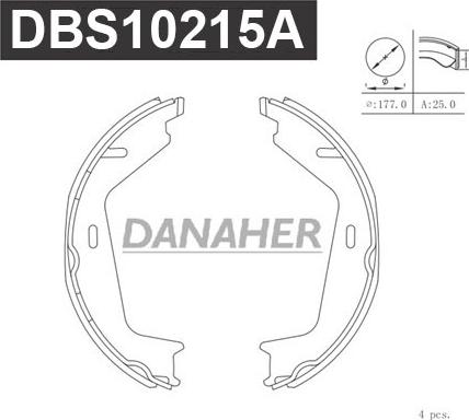 Danaher DBS10215A - Bremžu loku kompl., Stāvbremze autodraugiem.lv