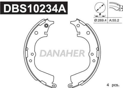 Danaher DBS10234A - Bremžu loku komplekts autodraugiem.lv