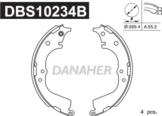 Danaher DBS10234B - Bremžu loku komplekts autodraugiem.lv