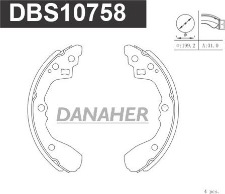 Danaher DBS10758 - Bremžu loku komplekts autodraugiem.lv