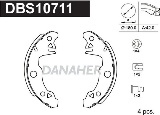 Danaher DBS10711 - Bremžu loku komplekts autodraugiem.lv