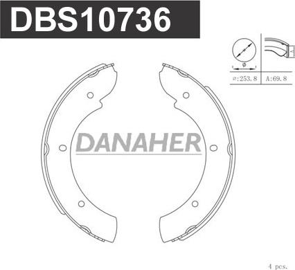 Danaher DBS10736 - Bremžu loku kompl., Stāvbremze autodraugiem.lv