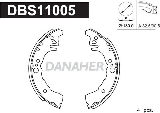 Danaher DBS11005 - Bremžu loku komplekts autodraugiem.lv