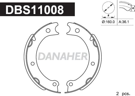 Danaher DBS11008 - Bremžu loku kompl., Stāvbremze autodraugiem.lv