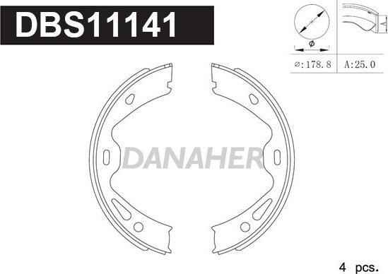 Danaher DBS11141 - Bremžu loku kompl., Stāvbremze autodraugiem.lv