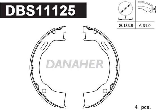 Danaher DBS11125 - Bremžu loku kompl., Stāvbremze autodraugiem.lv