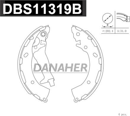 Danaher DBS11319B - Bremžu loku komplekts autodraugiem.lv