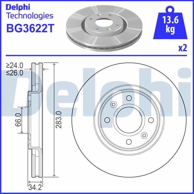 Delphi BG3622T - Bremžu diski autodraugiem.lv