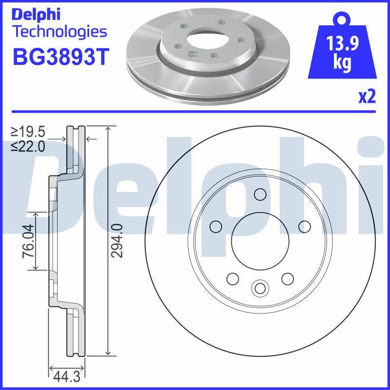 Delphi BG3893T - Bremžu diski autodraugiem.lv