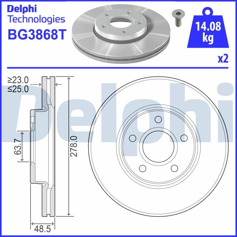 Delphi BG3868T - Bremžu diski autodraugiem.lv