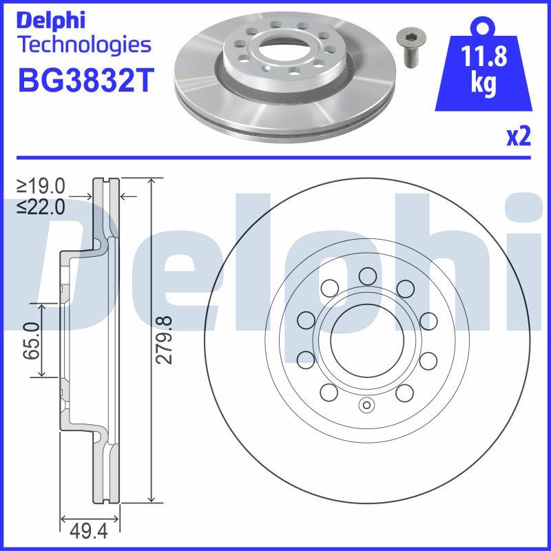 Delphi BG3832T - Bremžu diski autodraugiem.lv