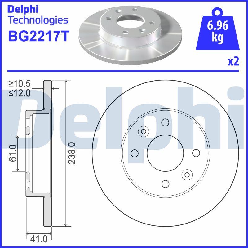 Delphi BG2217T - Bremžu diski autodraugiem.lv