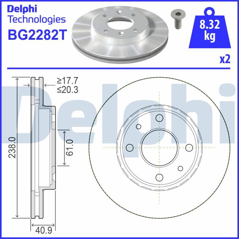 Delphi BG2282T - Bremžu diski autodraugiem.lv