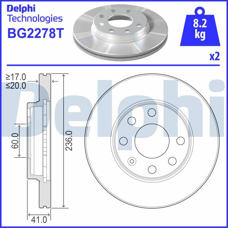 Delphi BG2278T - Bremžu diski autodraugiem.lv