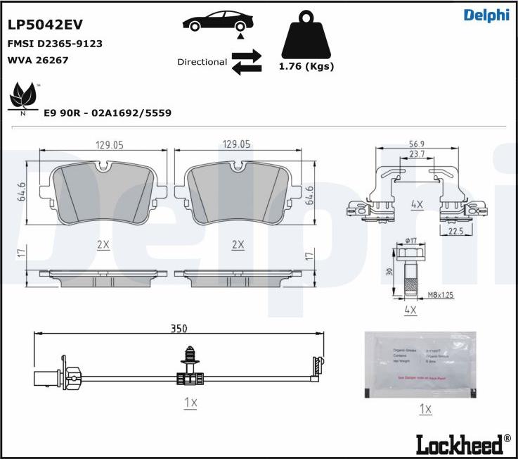 Delphi LP5042EV - Bremžu uzliku kompl., Disku bremzes autodraugiem.lv