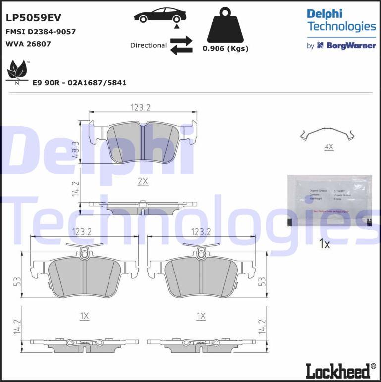 Delphi LP5059EV - Bremžu uzliku kompl., Disku bremzes autodraugiem.lv