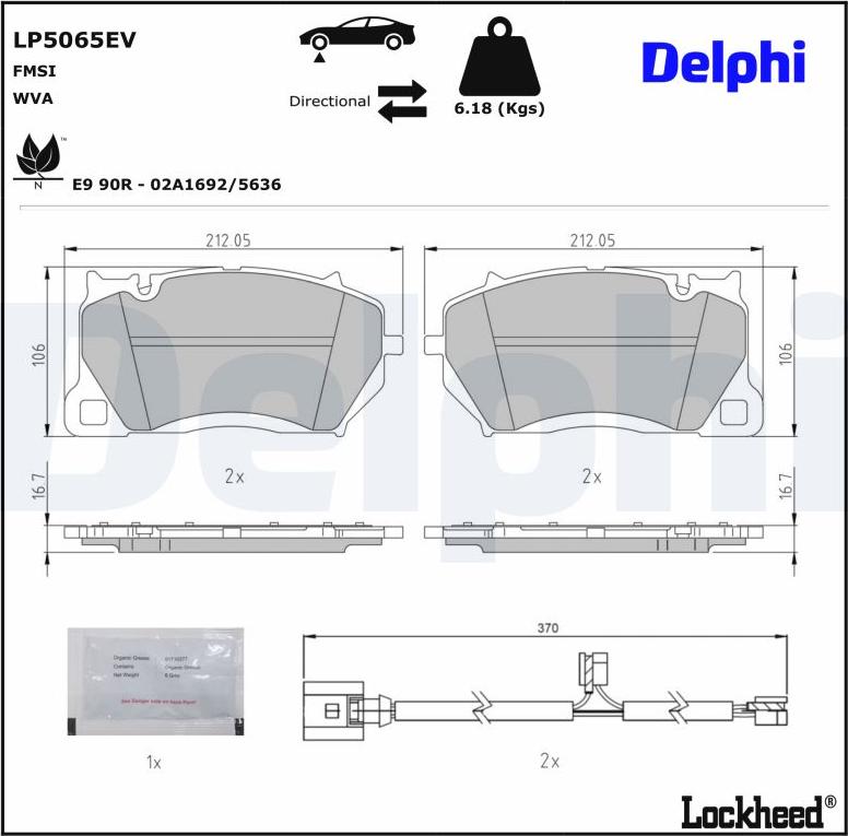 Delphi LP5065EV - Bremžu uzliku kompl., Disku bremzes autodraugiem.lv