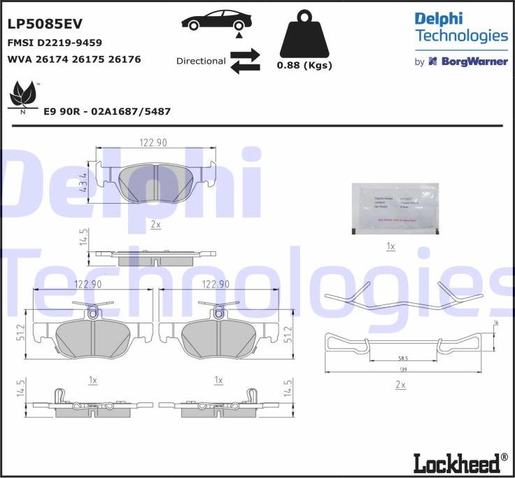 Delphi LP5085EV - Bremžu uzliku kompl., Disku bremzes autodraugiem.lv