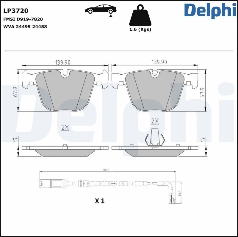 Delphi LP3720 - Bremžu uzliku kompl., Disku bremzes autodraugiem.lv