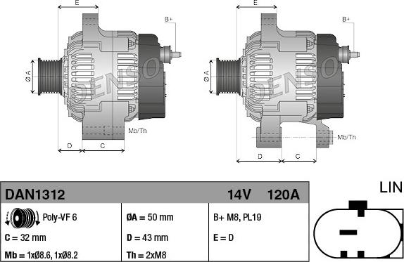 Denso DAN1312 - Ģenerators autodraugiem.lv