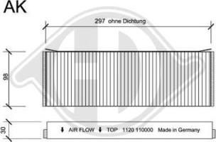 Diederichs DCI1120S - Filtrs, Salona telpas gaiss autodraugiem.lv