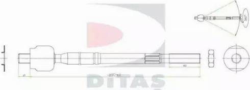 Ditas A2-5622 - Aksiālais šarnīrs, Stūres šķērsstiepnis autodraugiem.lv