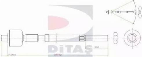 Ditas A2-5387 - Aksiālais šarnīrs, Stūres šķērsstiepnis autodraugiem.lv