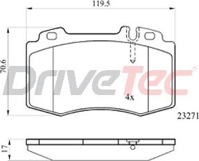 DriveTec DPAD1688 - Bremžu uzliku kompl., Disku bremzes autodraugiem.lv