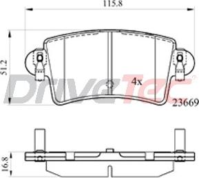 DriveTec DPAD1747 - Bremžu uzliku kompl., Disku bremzes autodraugiem.lv