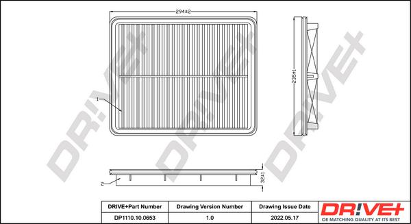Dr!ve+ DP1110.10.0653 - Gaisa filtrs autodraugiem.lv