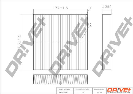 Dr!ve+ DP1110.12.0046 - Filtrs, Salona telpas gaiss autodraugiem.lv