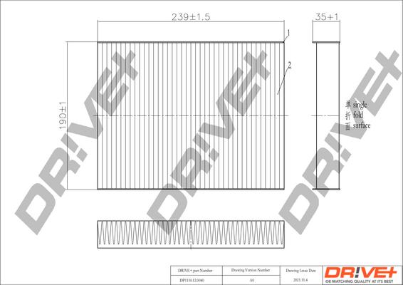 Dr!ve+ DP1110.12.0040 - Filtrs, Salona telpas gaiss autodraugiem.lv