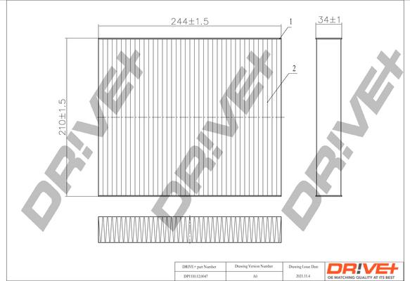 Dr!ve+ DP1110.12.0047 - Filtrs, Salona telpas gaiss autodraugiem.lv