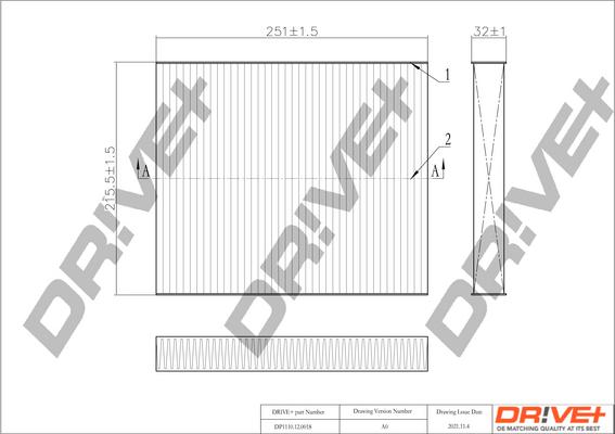 Dr!ve+ DP1110.12.0018 - Filtrs, Salona telpas gaiss autodraugiem.lv