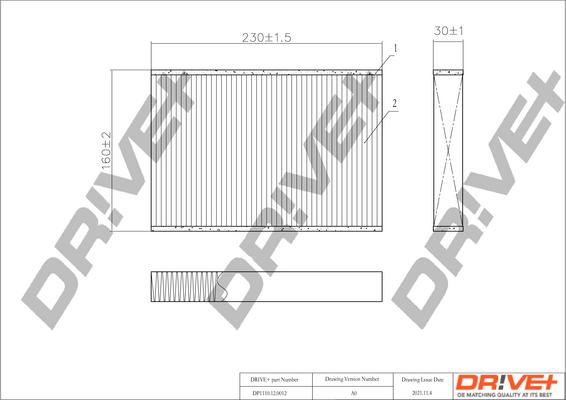 Dr!ve+ DP1110.12.0012 - Filtrs, Salona telpas gaiss autodraugiem.lv