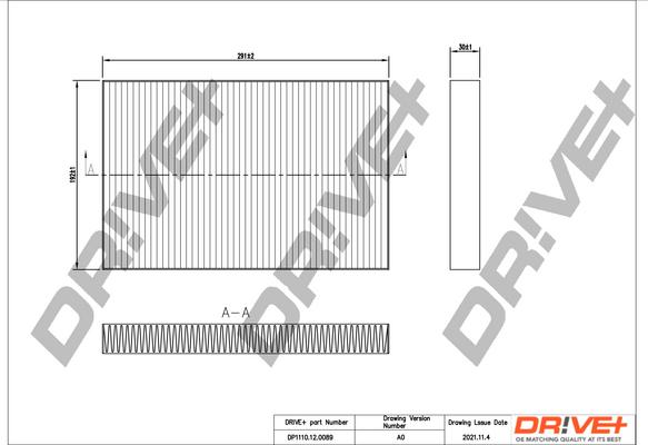 Dr!ve+ DP1110.12.0089 - Filtrs, Salona telpas gaiss autodraugiem.lv