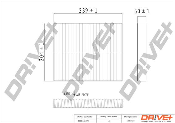 Dr!ve+ DP1110.12.0170 - Filtrs, Salona telpas gaiss autodraugiem.lv