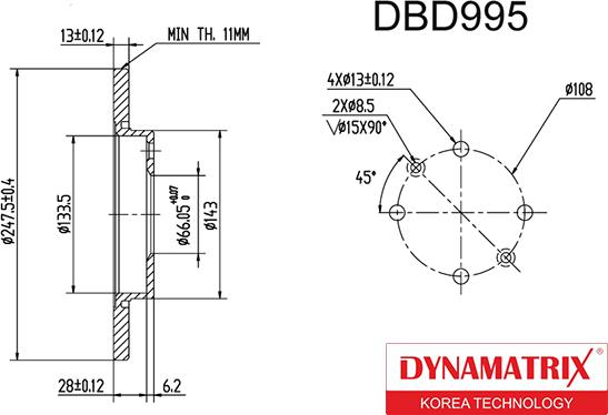Dynamatrix DBD995 - Bremžu diski autodraugiem.lv