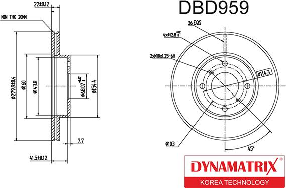 Dynamatrix DBD959 - Bremžu diski autodraugiem.lv