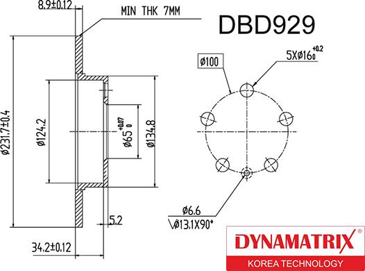 Dynamatrix DBD929 - Bremžu diski autodraugiem.lv