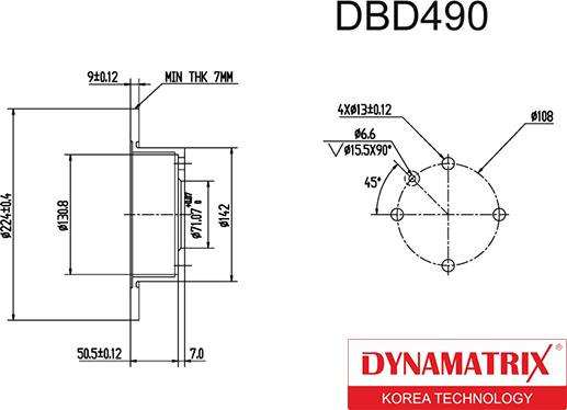 Dynamatrix DBD490 - Bremžu diski autodraugiem.lv