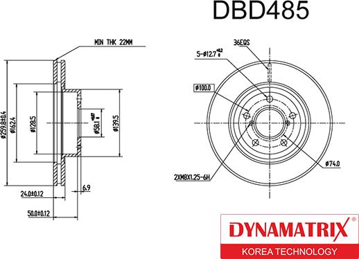 Dynamatrix DBD485 - Bremžu diski autodraugiem.lv
