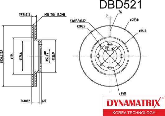 Dynamatrix DBD521 - Bremžu diski autodraugiem.lv