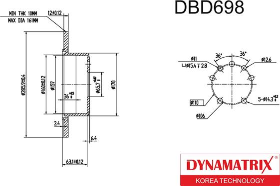 Dynamatrix DBD698 - Bremžu diski autodraugiem.lv