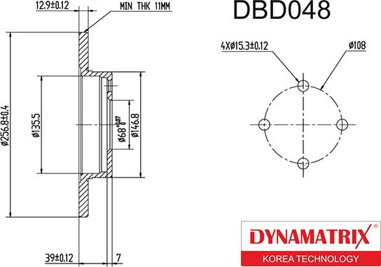 Dynamatrix DBD048 - Bremžu diski autodraugiem.lv