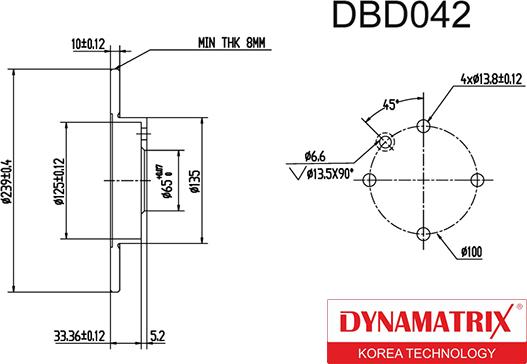 Dynamatrix DBD042 - Bremžu diski autodraugiem.lv