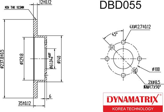 Dynamatrix DBD055 - Bremžu diski autodraugiem.lv