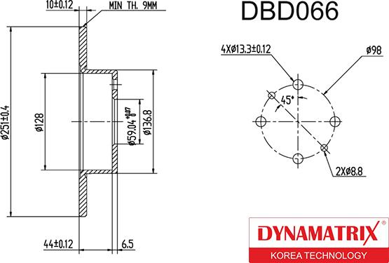 Dynamatrix DBD066 - Bremžu diski autodraugiem.lv