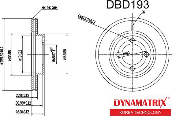 Dynamatrix DBD193 - Bremžu diski autodraugiem.lv